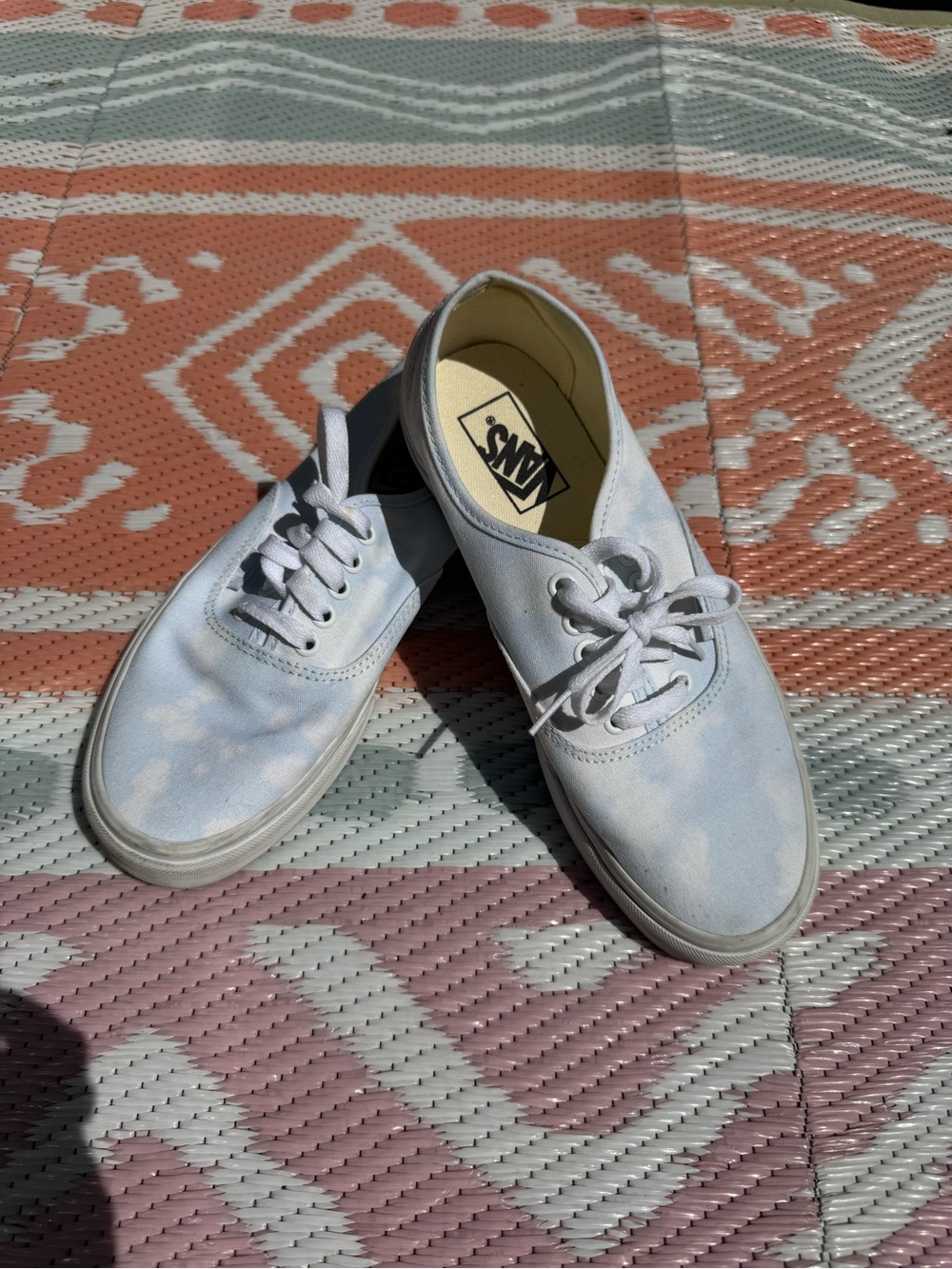 Vans Women's Canvas Lace-Up Sneakers in Pale Blue and White